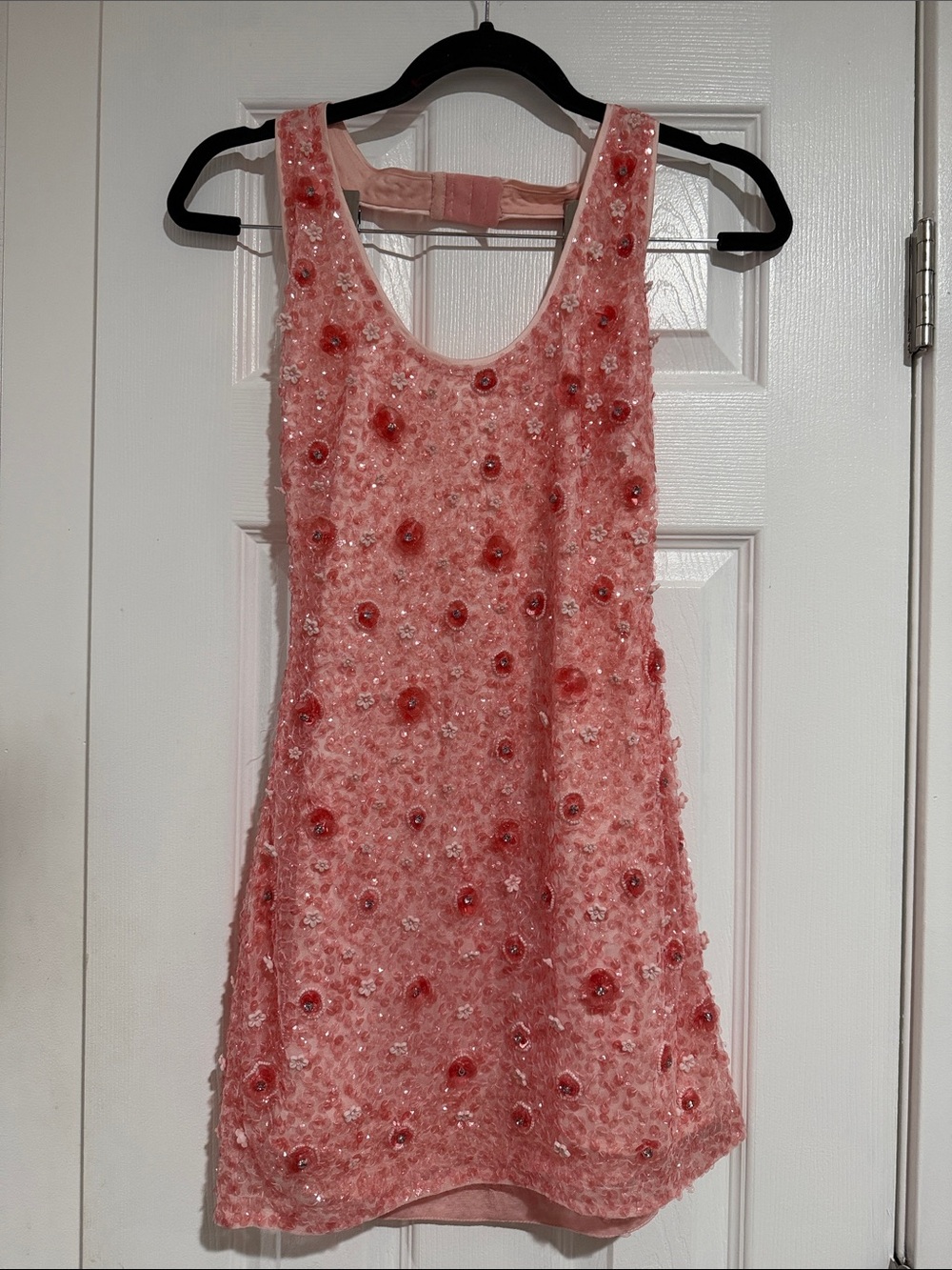 Beautiful Pink Halter Embellished Sleeveless Shift Dress